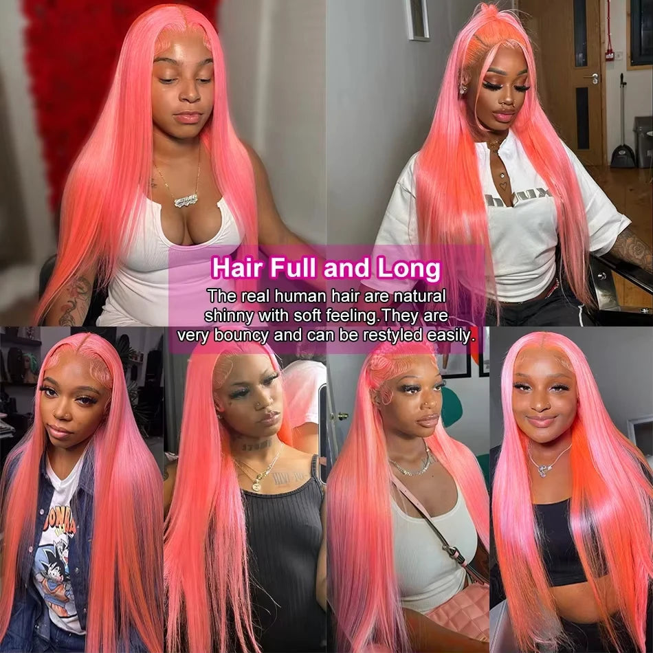 13x6 Pink Straight Human Hair Wigs 30 Inch HD Transparent Lace Frontal Human Hair Wig 13x4 Colored Lace Front Remy Wig For Wome Viralgem Store