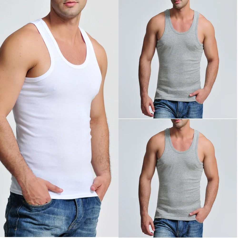 3Pcs Tank Top Casual Men Bodybuilding Clothing Fitness Mens Sleeveless Gyms Vests Cotton Singlets Muscle Tops Plus Size XXXL 4XL