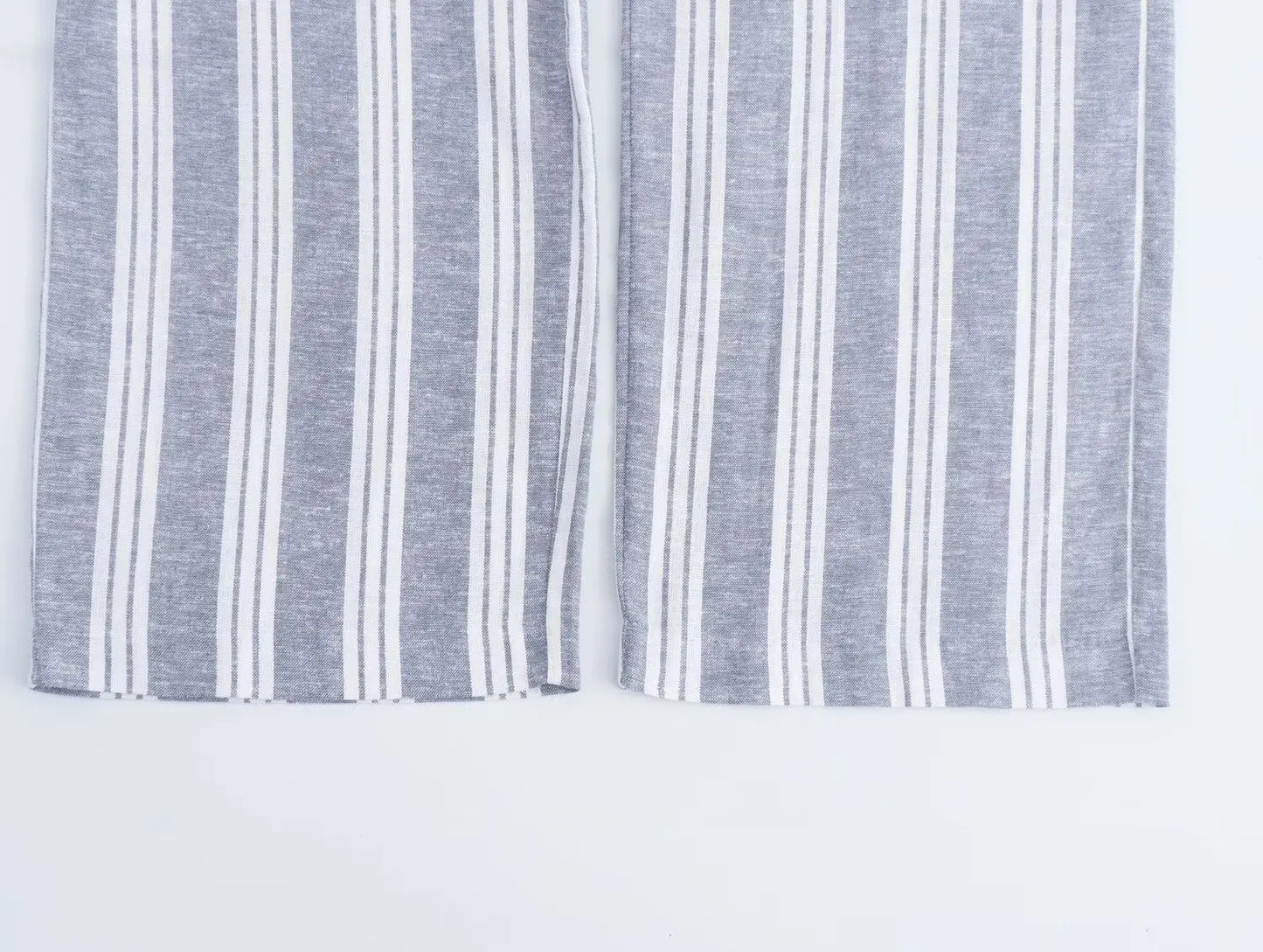 TRAF 2024 Women's Linen Blend Striped Casual Pants Dress Baggy Woman High Waist Cargo Clothes Promotion Official Store