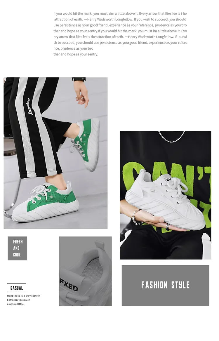 2023 Fashion Breathable Mens Thick Bottom Skate Shoes Outdoor Student Sneakers Sport Running Heighten Trend Comfortable Designer