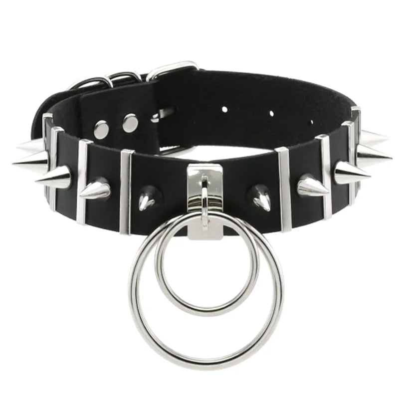 1Pc  Harajuku Cosplay Rivet Punk Rock Gothi Women Collar Sexy PU Leather Heart Cross Spike Hip Hop Bondage Choker Jewelry Bulk Viralgem Store