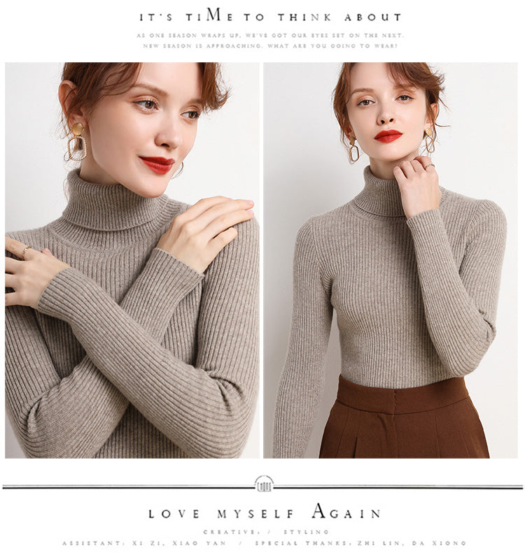 Women Turtleneck Sweater Knitted Soft Pullovers Cashmere Jumpers Basic Soft Sweaters For Women 2024 Autumn Winter