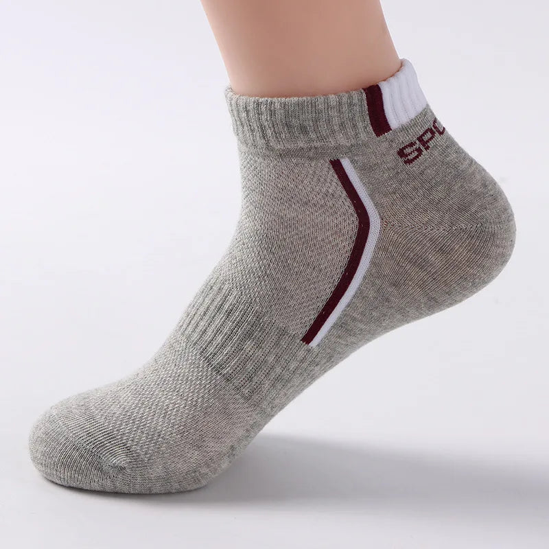 5pairs Men's Fashion Sports Socks, Striped Cotton Sweat Absorption Breathable Comfortable Ankle Socks Viralgem Store
