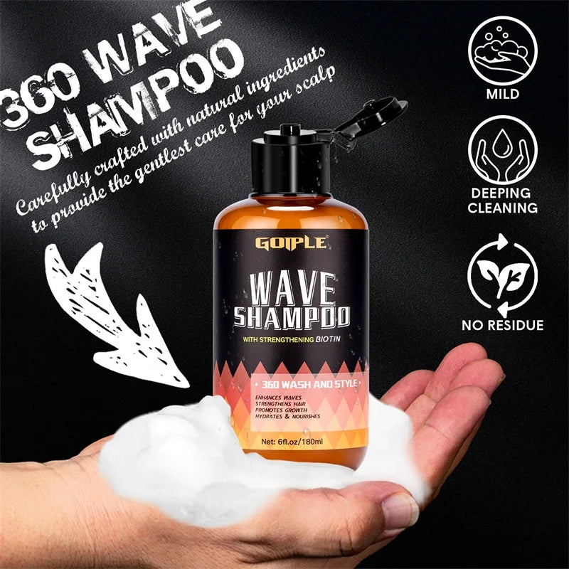 Wave shampoo Kit for Men Anti-frizz Wax Cream Layered Styling Hair Pomade Deep Clean Care Product with Hair Brush and Pirate Hat Viralgem Store