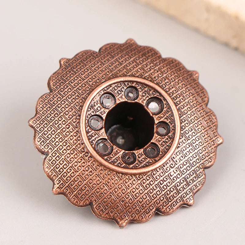 1PCS Lotus Alloy Incense Burner Stick Holder Home Buddhism Line Incense Plate Sandalwood Coil Base Temples Delicate Home Decor