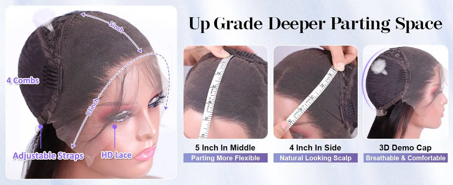 30 40 Inch 360 Full HD Straight Lace Frontal Wigs 200 Density 100% Human Hair Wig Brazilian PrePlucked Lace Front Human Hair Wig