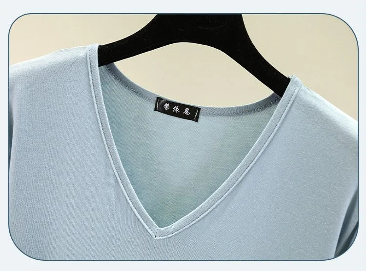 Women's T-shirt Modal V-Neck Short sleeves Tops Summer Casual T Shirts  Solid color Loose basic Bottoming Tees