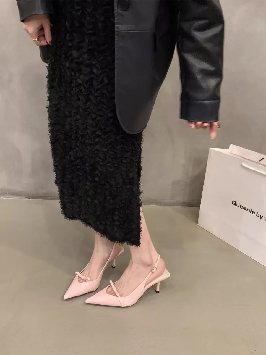 2024 Summer New Women's Shoes Fashion Light Smooth Monochrome Pointed Women's Sandals Thin High Heels Dress Sexy High Heels