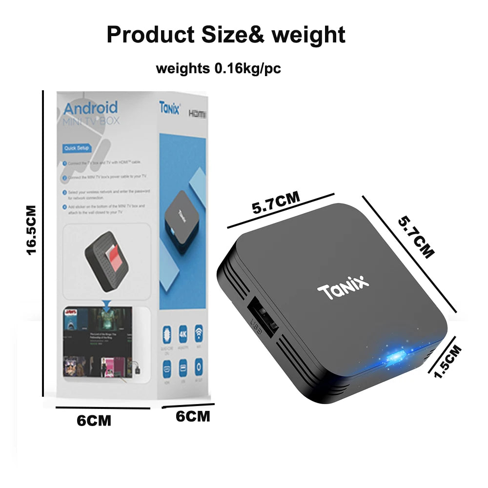 Tanix TX1 Android 10 TV Box 2.4G WIFI 4K HDR 3D 8GB 16GB Allwinner H313 Quad Core Global Media Player DC 5V/2A