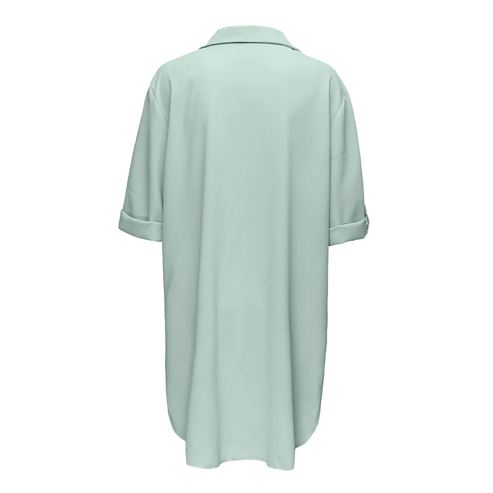 Summer Dress Shirts Beach Holiday Casual Chiffon Comfortable Cover Up Deep Flexible Sun Protection