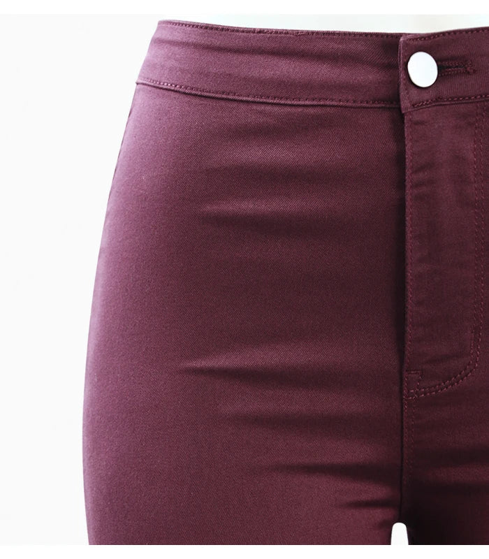 1888 Youaxon Summer Women`s High Waist White Basic Fashion Stretch Skinny Denim Pants Trousers Jeans For Women Free Shipping