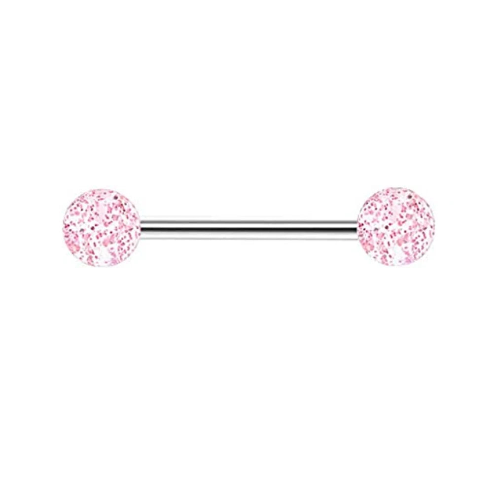 1PCS-4PCS Stainless Steel 14G Tongue Rings Barbell Pink Tongue Barbell Jewelry for Women Piercing Tongue Body Piercing Pink Viralgem Store