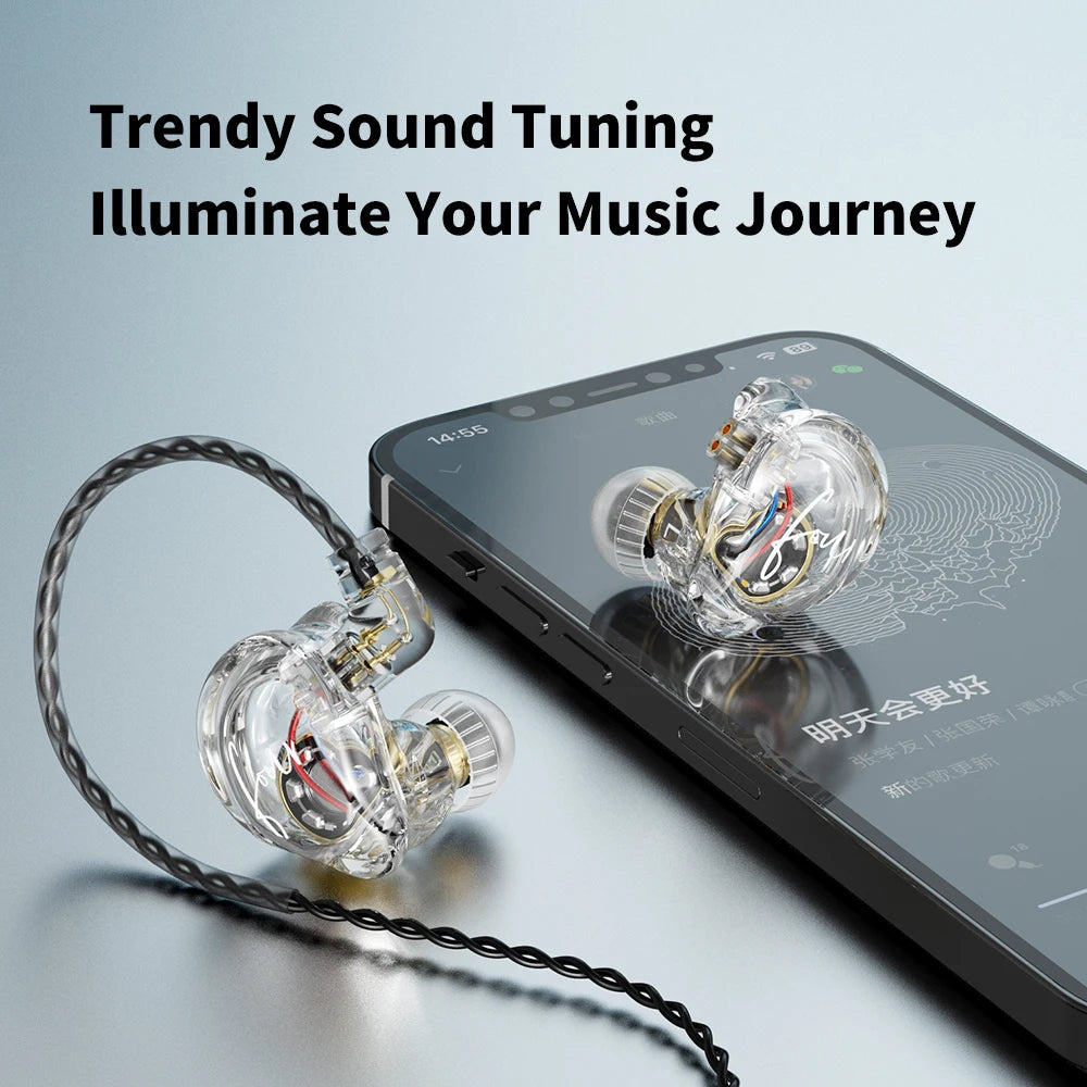 TRN CS4 HIFI IEMs 10mm Dynamic Driver Earphones In-Ear Monitor Headphones Gaming Headset Sports Earbuds with Detachable Cable