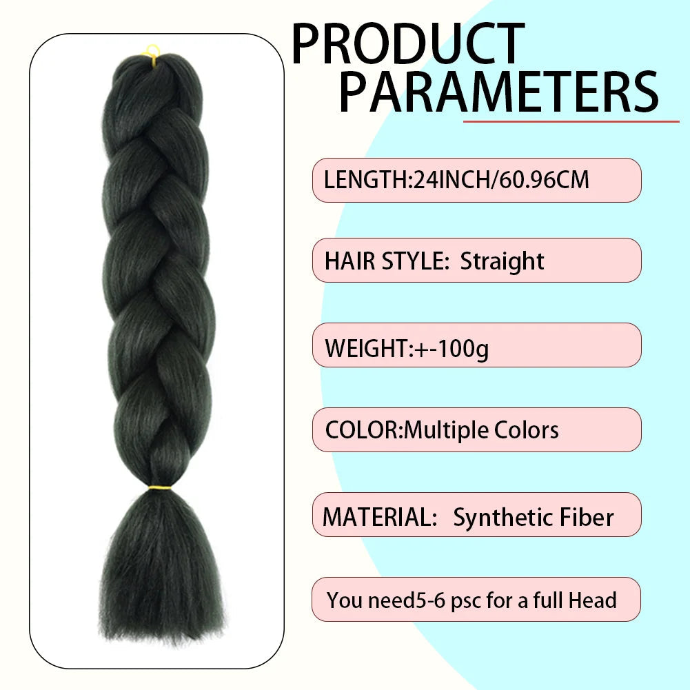 24 Inches DIY Jumbo Braiding Hair Synthetic Hair Extensions Afro Ombre Crochet Braid Hair Wholesale For Women Viralgem Store