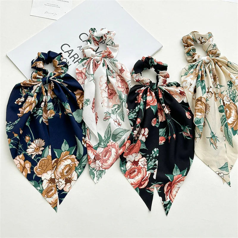 2024 New Trendy Flower Hair Ribbon For Women Korea Elastic Girls Scrunchies Hair Ties Hair Accessories Viralgem Store