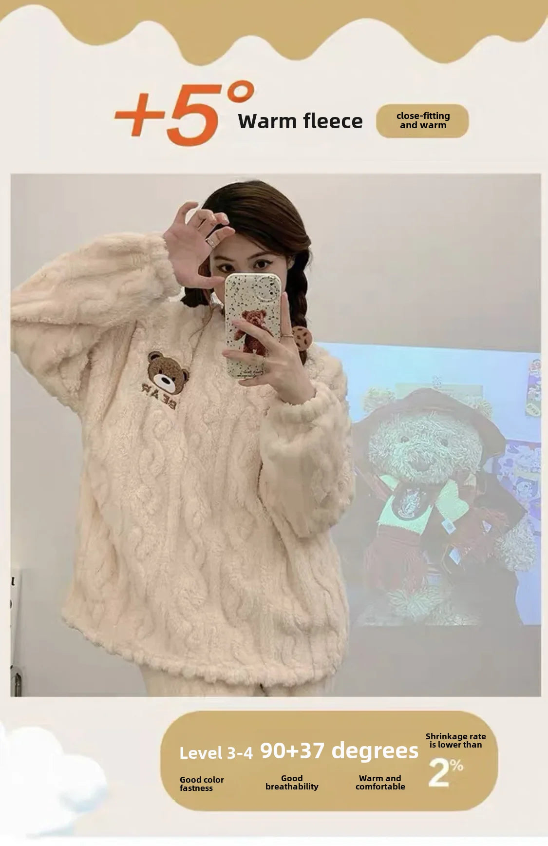 Winter Flannel Fleece-lined Sleepwear Women's Long Sleeve Warm Thickened Pyjamas Home Clothes Explosion Model Jacket Viralgem Store