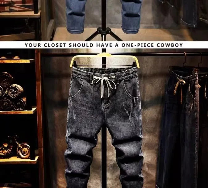 2025 Spring and Autumn New Fashion Trend Elastic Straight Leg Jeans Men's Casual Loose Comfortable High Quality Denim Pants 36
