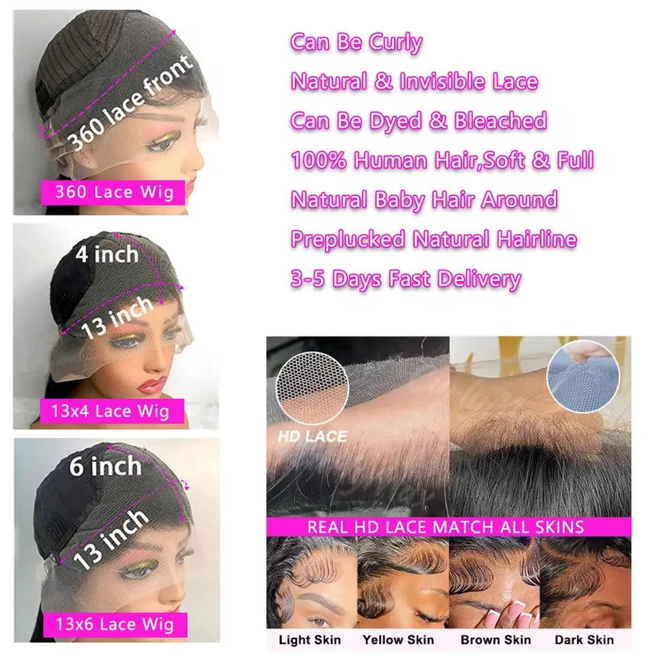 46 44 Inch 13x6 HD Transparent Lace Front Human Hair Wig For Black Women Curly Wig Pre Plucked Deep Wave Water Wave Frontal Wigs Viralgem Store