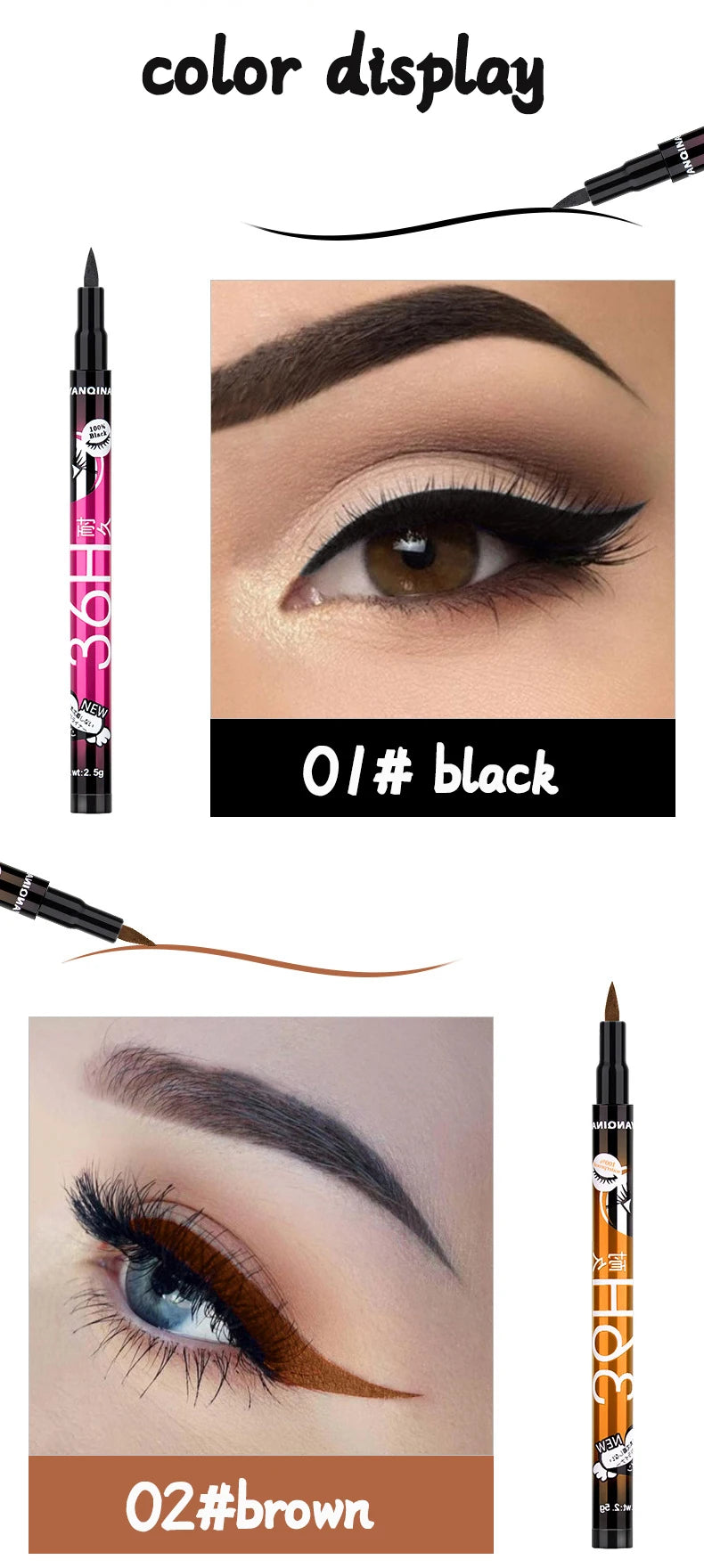 36H Black Quick-drying Eyeliner Waterproof Liquid Eye Liner Pen Long Lasting Smooth Pencil Not Blooming Eyes Makeup Cosmetics Viralgem Store