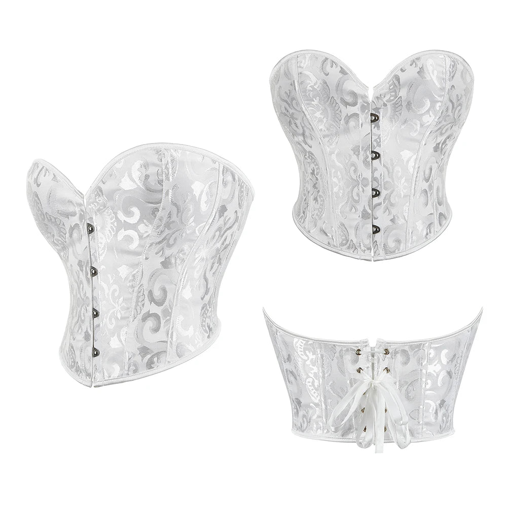 Women Steampunk Corset Bustier Overbust Lingerie Sexy Corselet Lace Up Plus Size Brocade Crop Tops Vest Female Gothic Costume Viralgem Store