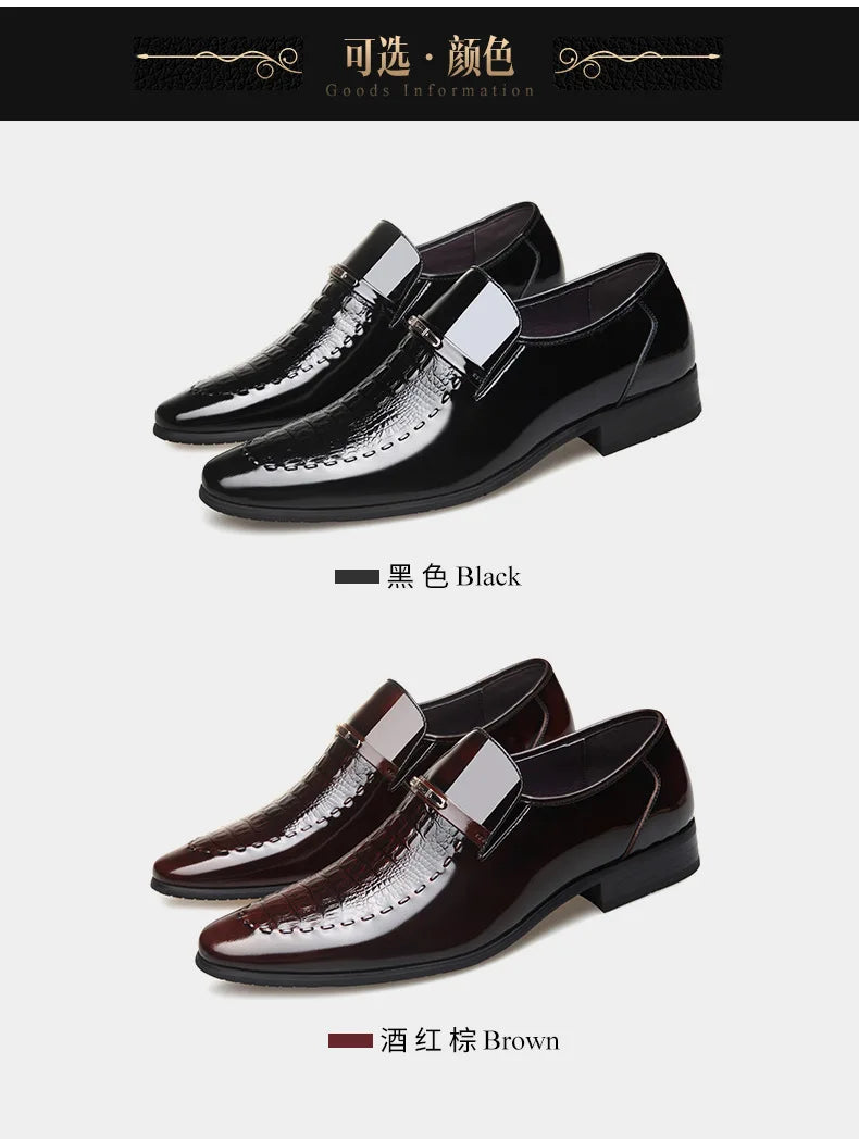 38-50 Mens PU Leather Shoes Luxury Crocodile Pattern Men Business Dress  Casual Social Shoe Male Wedding Footwear Zapatos Hombre