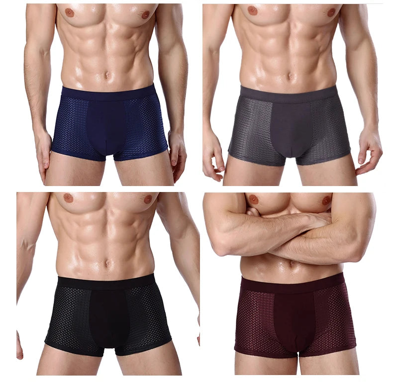 4pcs/lot Bamboo Fiber Men's Boxer Pantie Underpant plus size XXXXL large size shorts breathable underwear 5XL 6XL 7XL 8XL
