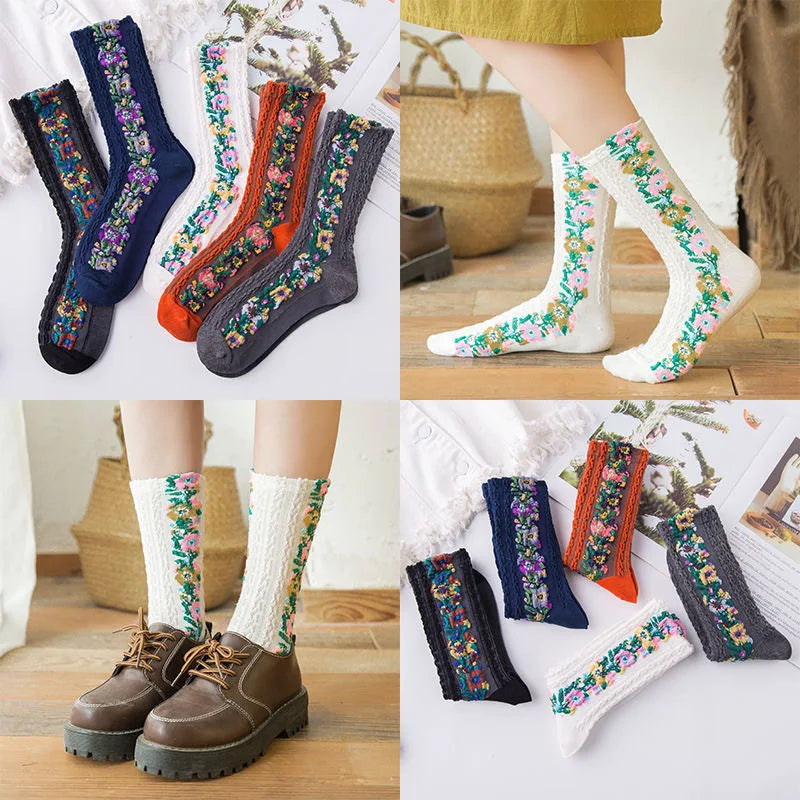 5 Pairs Personality Tide Socks Graffiti Socks Funny Korean Version Sports Couple Socks Harajuku Style Colorful Cute Flower Socks