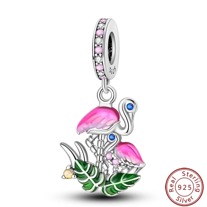 100% 925 Silver Parrot Hummingbird Owl Birds Fashion Design Charms Beads 3mm DIY Fine Jewelry Gifts Making Viralgem Store