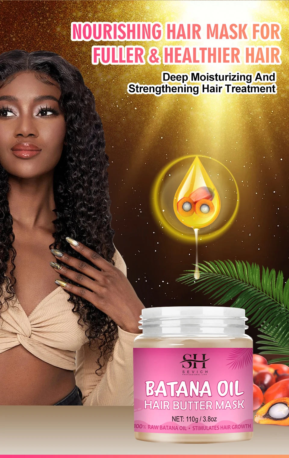 Africa Batana Mask oil Hair Butter Traction Alopecia Anti-break Hair Growth Care Products Moisturize Repair Dry Batana Hair mask