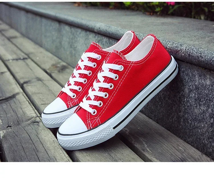 Student Running Solid ShoesWomen Vulcanized Ladies Lace-up Casual Breathable Walking Canvas Sneakers Spring Summer New Style Men