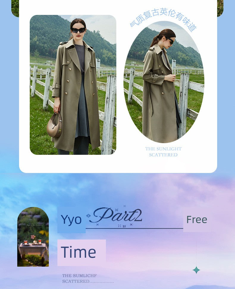 2024 Spring & Fall New Arrival Big Brand Classy C Double Breasted Loose Retro Elegant Mid Length Long Length Trench Coat Outwear Women Viralgem Store