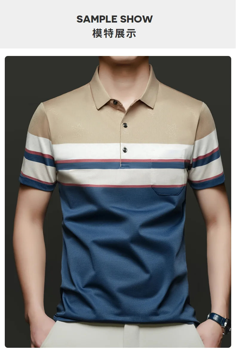 Top Grade Summer Brand Polo Shirts For Men Designer Summer Stripped Luxury Short Sleeve Slim Casual Tops Fashions Men Clothes Viralgem Store