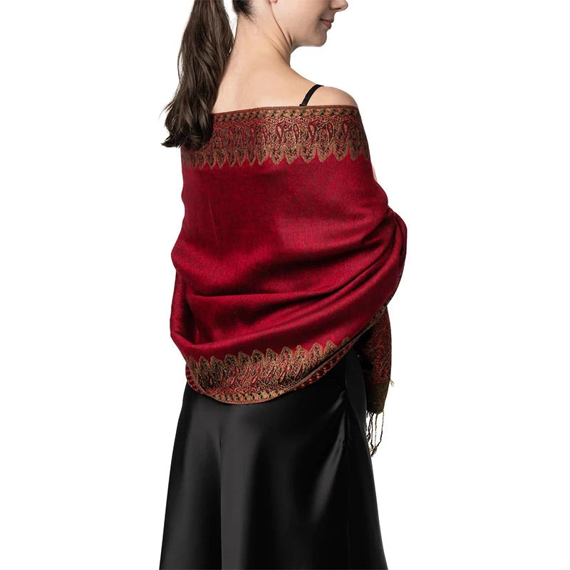 Tassel Blanket Design Thick Pashmina New Winter Warm Shawl Wrap Cashmere Scarf Women Neckerchief Poncho Stoles 2024
