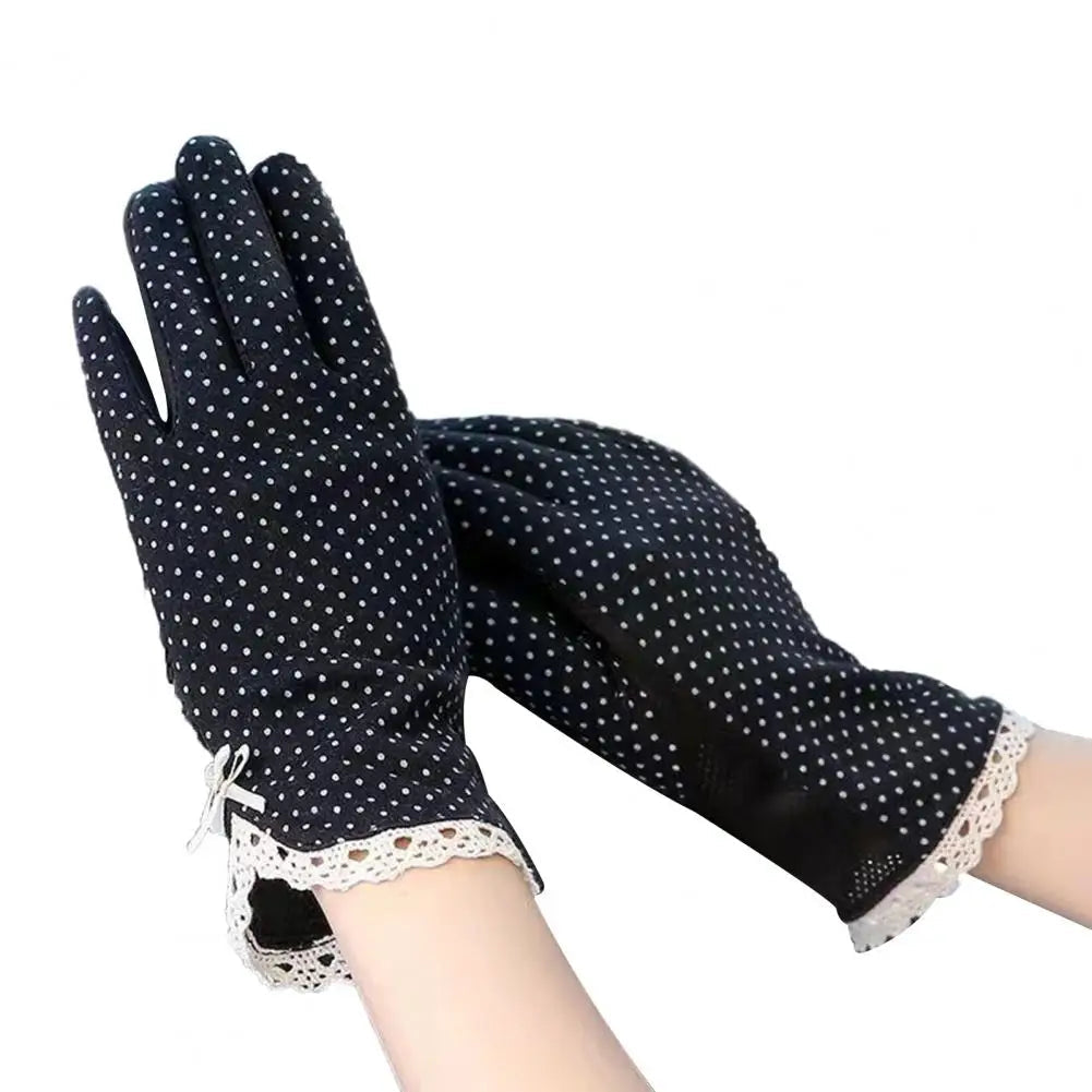 1 Pair Summer Gloves Driving Riding Mittens Dot Full Finger Gloves Non-Fading Sunscreen Gloves Viralgem Store