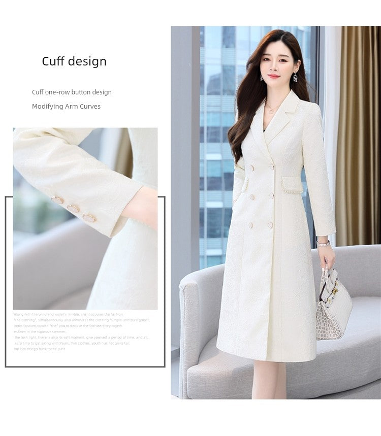 2024 Fashion Minimalist Generous Elegant Elegance Double Breasted Mid Length Long Length Trench Coat
