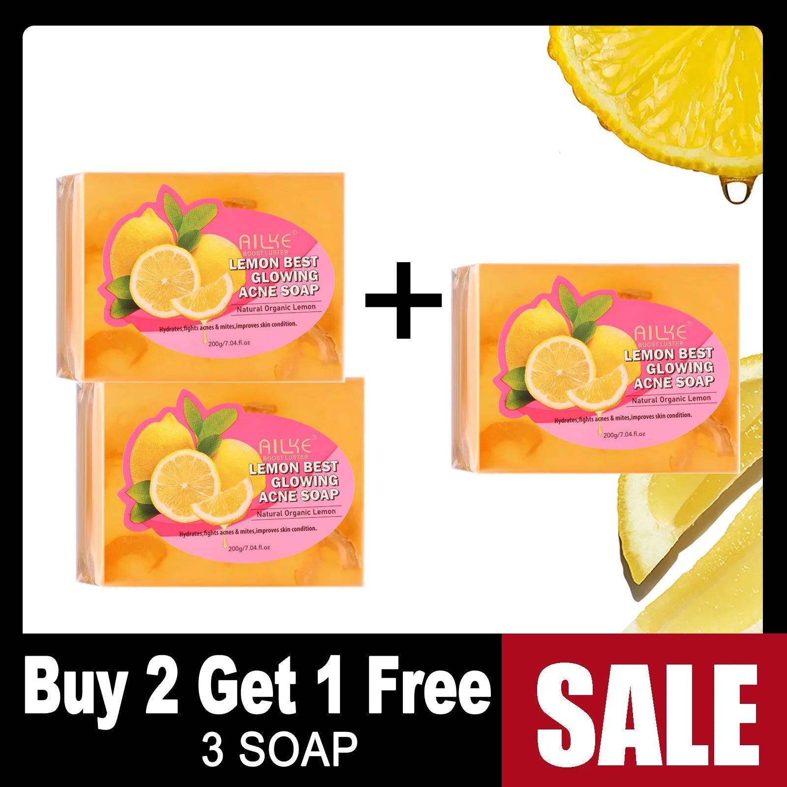 AILKE Spots Remover Soap Bars, Deep Cleansing, Moisturizing, Skin Glow, with Natural Lemon, Olive Oil, Cruelty Free Body Wash Viralgem Store
