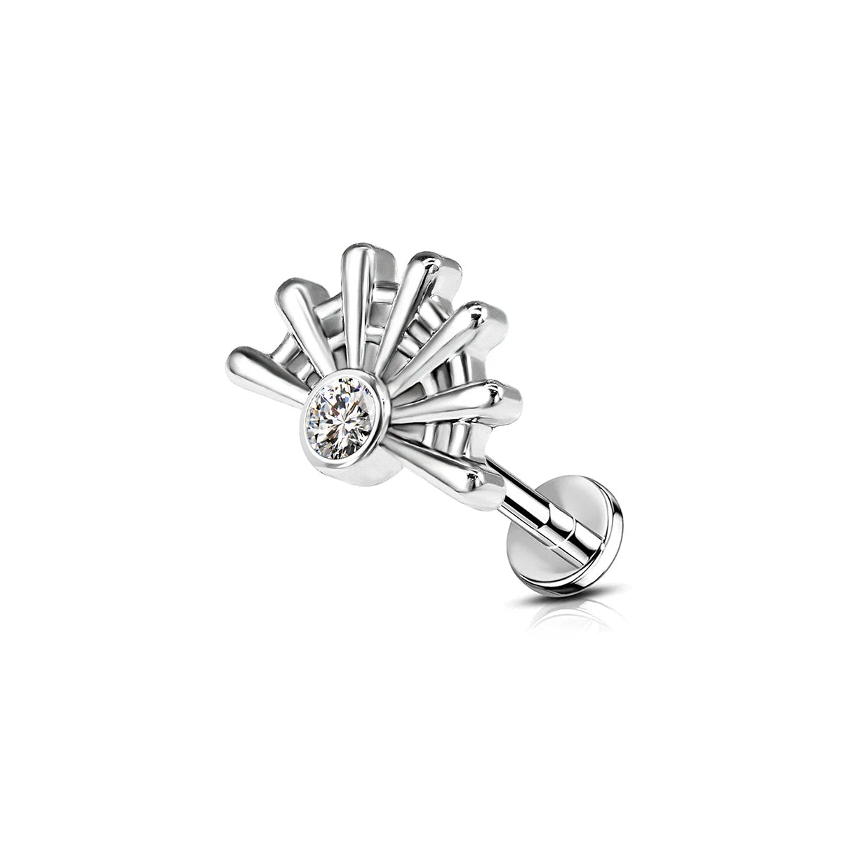 1pc Stainless Steel Rhinestone Lip Stud Crescent Pendant Cross Spider Fan Cartilage flat back Ear Stud Tragus Piercing Earrings