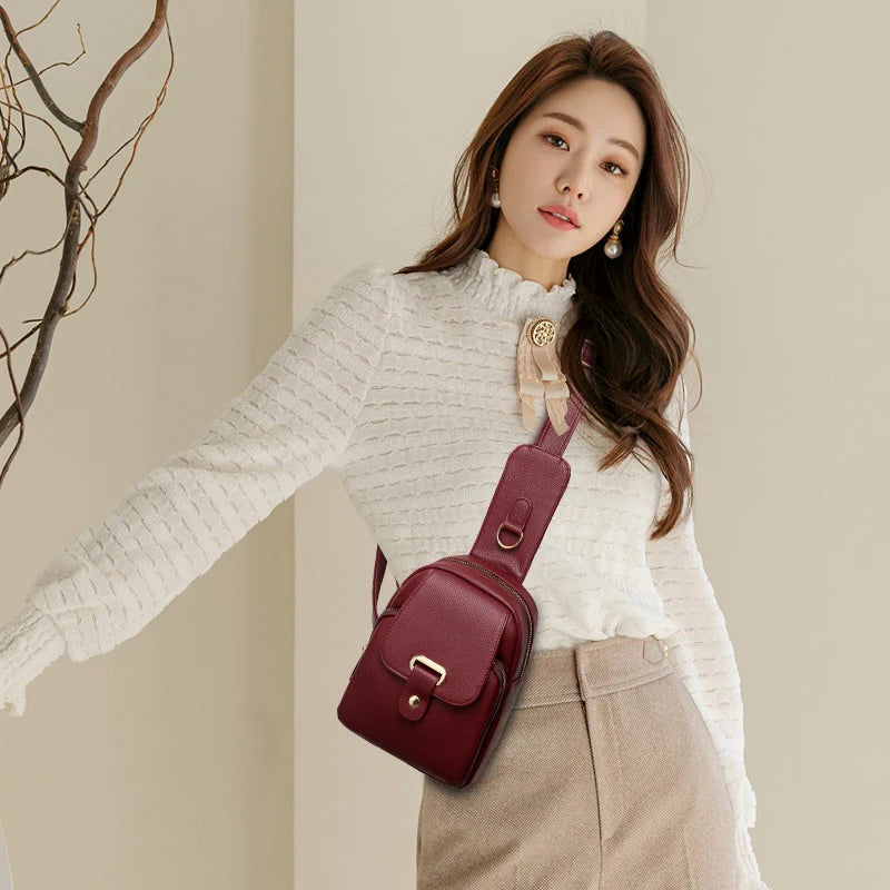 Women Bag Chest Bags Soft PU Leather New Trend Bags Female Crossbody Bag Shoulder Messenger Bags Multiple Pockets Pack Designer Viralgem Store