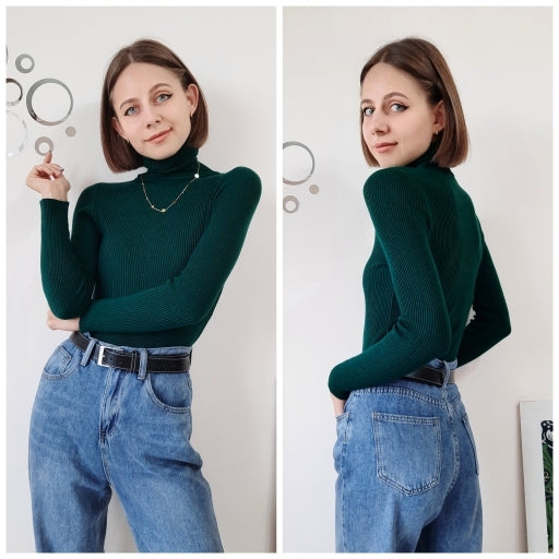 Women Turtleneck Sweater Knitted Soft Pullovers Cashmere Jumpers Basic Soft Sweaters For Women 2024 Autumn Winter