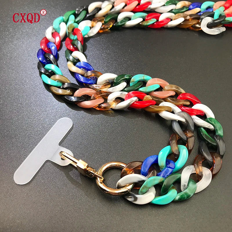 120cm Bevel Design Anti-lost Phone Lanyard Rope Neck Strap Colorful Portable Acrylic Cell Phone Chain Accessories Gifts Outdoor Viralgem Store