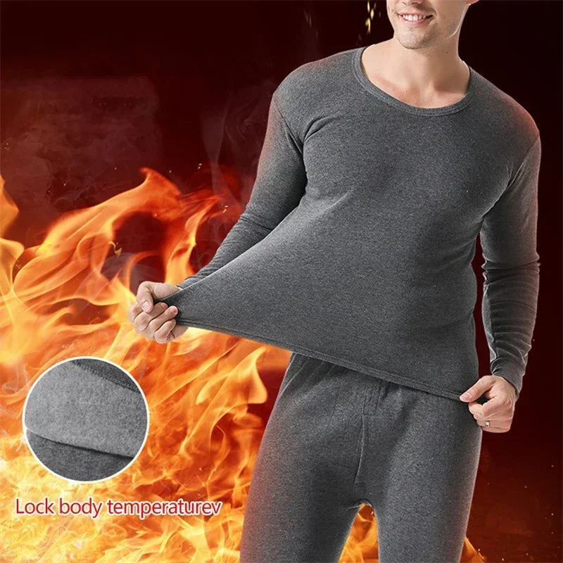 Winter Men Thermal Underwear Sets Thermal Long Pants Legging Homme Sexy Plus Velvet Pajamas Set Casual Thickened Men Underwear
