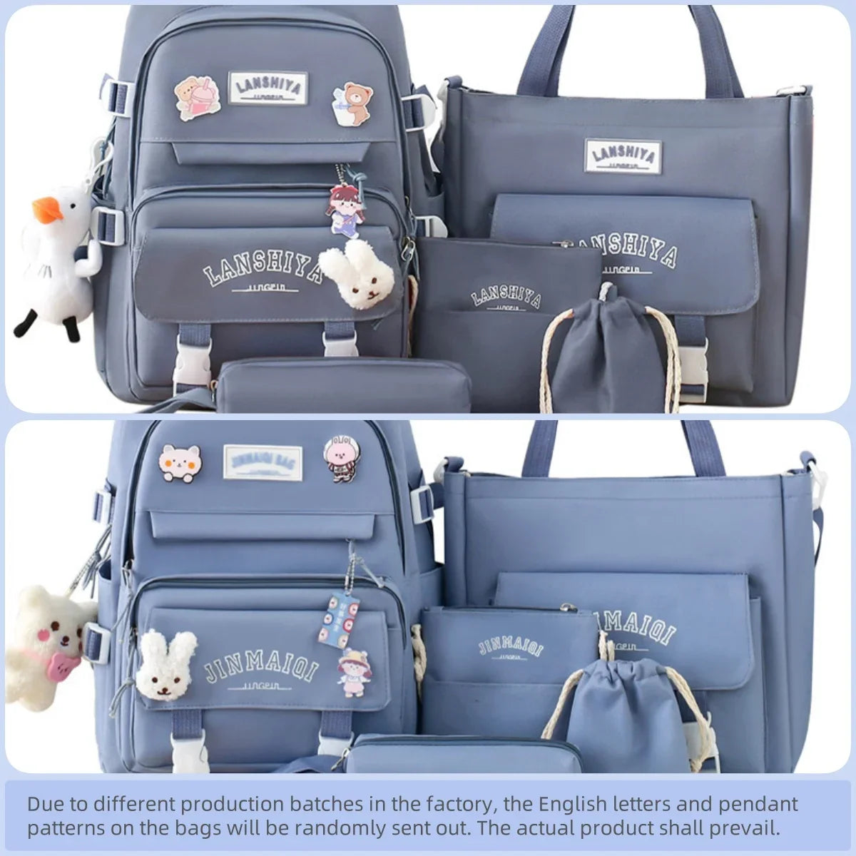 5-piece Set of Free Pendants Forest Style Korean Version Casual Harajuku Student Backpack for High School Girls Large Capacity Viralgem Store