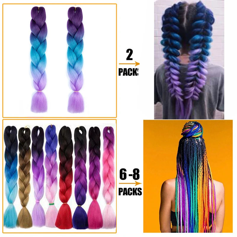 WIGSIN 24Inch Synthetic Long Straight Jumbo Braiding Hair Extension DIY Box Twist Crochet Hairpiece for Women Viralgem Store