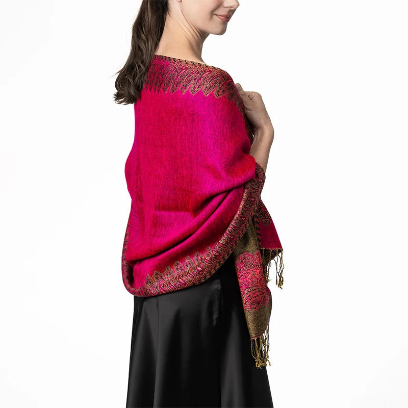 Tassel Blanket Design Thick Pashmina New Winter Warm Shawl Wrap Cashmere Scarf Women Neckerchief Poncho Stoles 2024