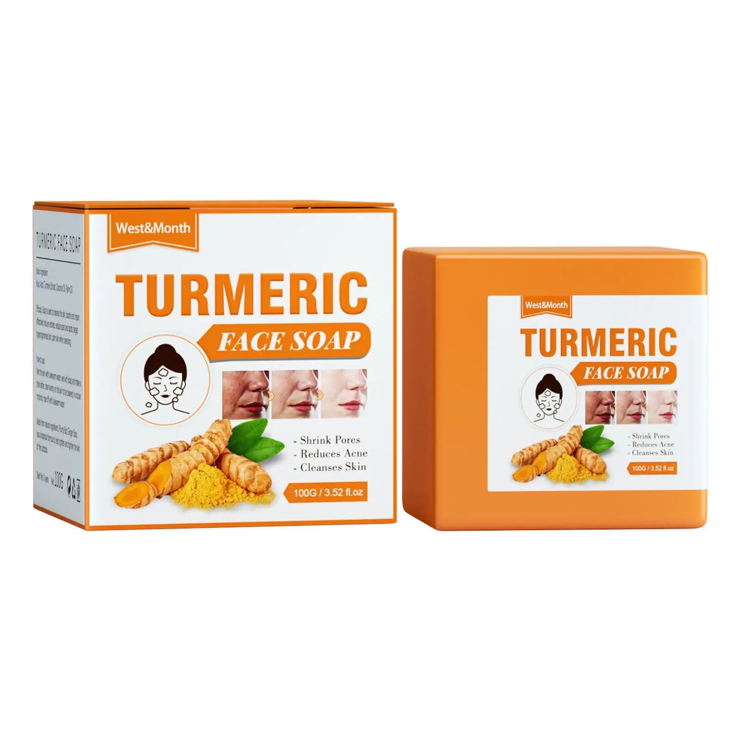 100g Lemon Turmeric Kojic Acid Soap Turmeric Face And Body Wash Clean Soap Bar, Firm Pores Lemon Turmeric Glowing Skin Care Soap