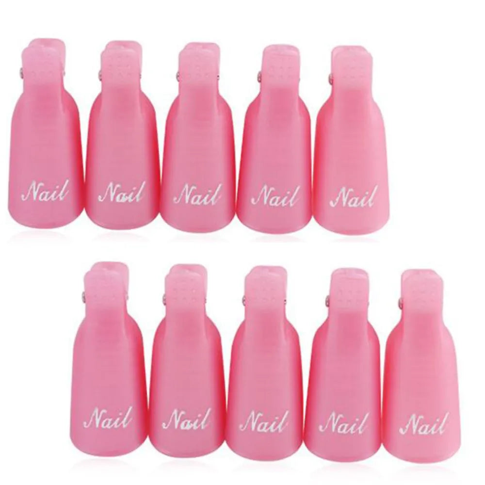 10Pcs/Box UV Gel Polish Remover Clips Colorful Acrylic Nail Art Soak Off Cap Clips DIY Nails Cleaning Manicure Finger Wrap Tools
