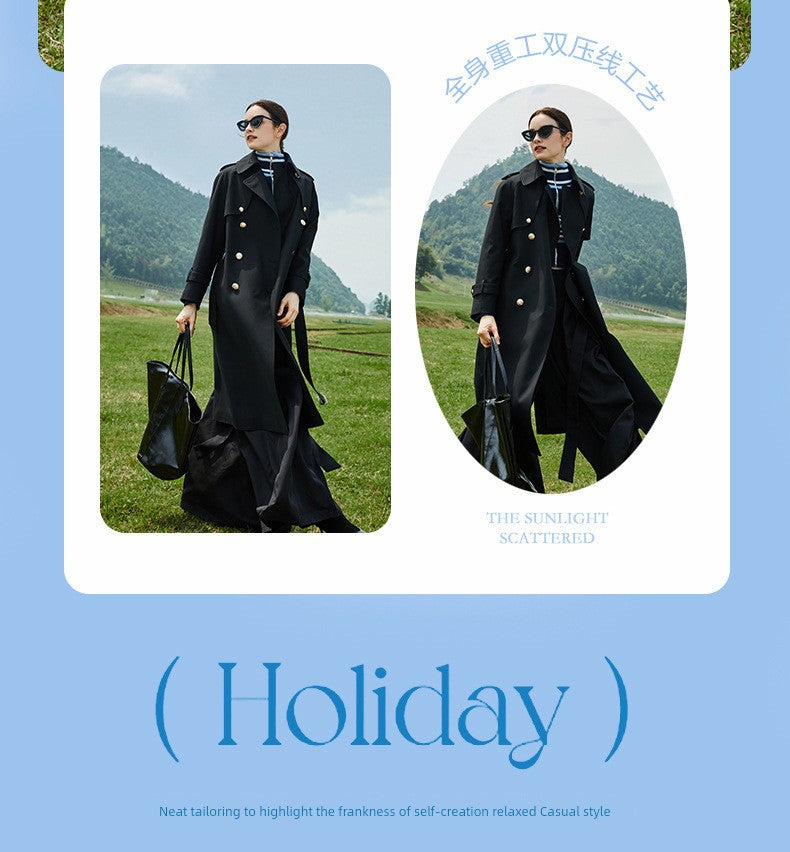 2024 Spring & Fall New Arrival Big Brand Classy C Double Breasted Loose Retro Elegant Mid Length Long Length Trench Coat Outwear Women Viralgem Store