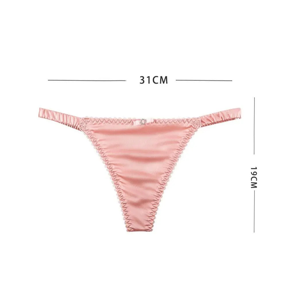 Sweet Thin Belt Bow Underwear For Women Girl Sport Panties Thong Low Waist Seamless Soft Satin Briefs Female Lingerie Viralgem Store