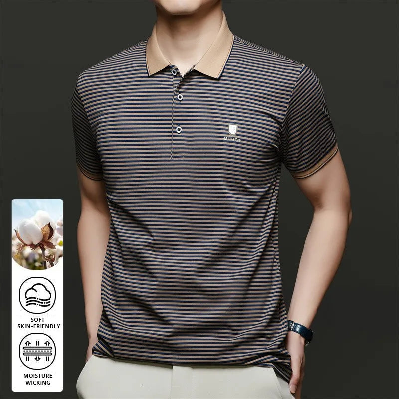 Top Grade 2025 Summer Brand Designer Polo Shirts For Men Summer Stripped Slim Fit Short Sleeve Casual Tops Fashions Men Clothes Viralgem Store