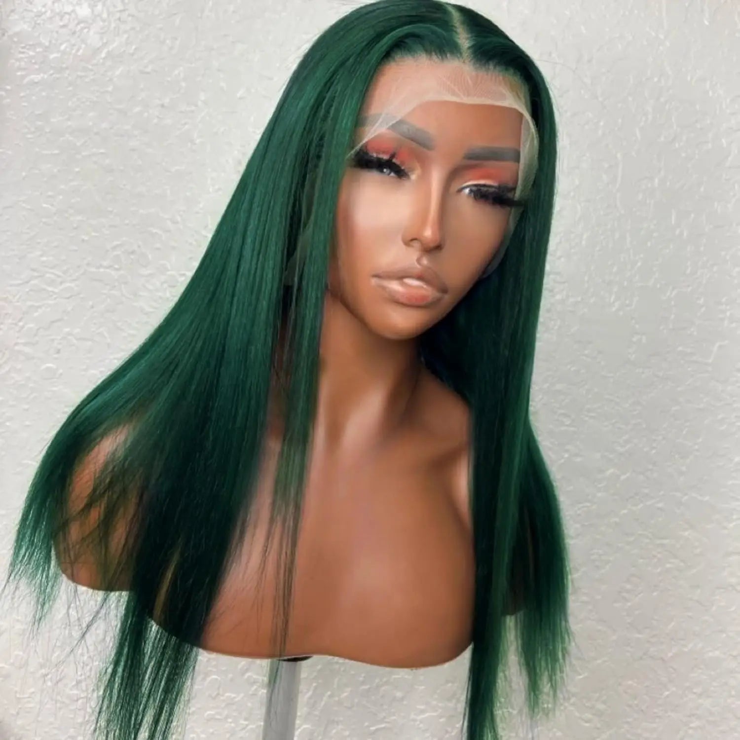 13X4 Dark Green Lace Front Wig Long Straight Synthetic Wig Long Green Colored Hair Lace Frontal Wigs for Women Heat Fiber Viralgem Store